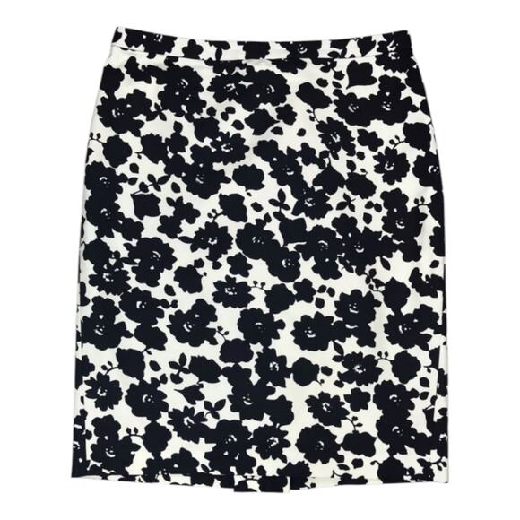 LOFT floral black and white Career pencil skirt size 6 New - Picture 2 of 9